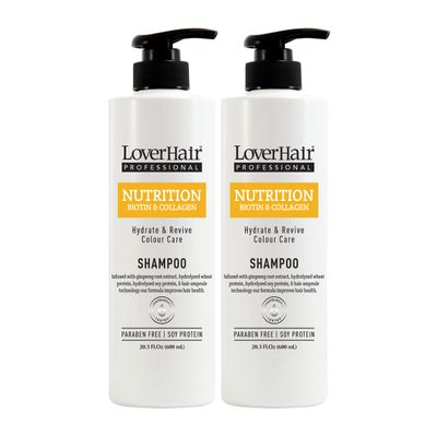 2-PACK LoverHair Professional Nutrition Biotin & Collagen Hydrate & Revive Colour Care Shampoo 2 x 20.3 fl oz (2 x 600ml)
