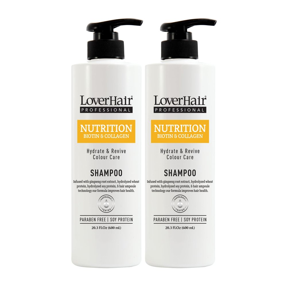 2-PACK LoverHair Professional Nutrition Biotin & Collagen Hydrate & Revive Colour Care Shampoo 2 x 20.3 fl oz (2 x 600ml)