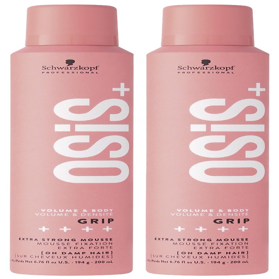 OSiS+ Grip Extreme Hold Mousse, 6.76 oz (2 Pack)  Extra Strong Control and Volume with Lasting Definition and Natural Shine  Volumizing Formula Protects Against Blow Dry Damage
