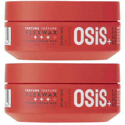 OSiS+ Flexwax, 2.8 oz (2 Pack)  Ultra Strong Cream Wax  Long-lasting Hold for Creative Hair Styling  Moldable Texturizing Product for Wild Hair Styling and Shine  Washes Out Easily
