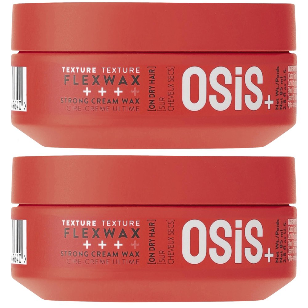 OSiS+ Flexwax, 2.8 oz (2 Pack) Ultra Strong Cream Wax Long-lasting Hold for Creative Hair Styling Moldable Texturizing Product for Wild Hair Styling and Shine Washes Out Easily