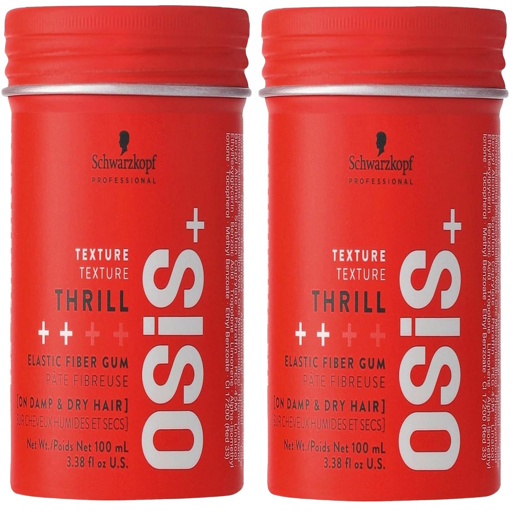 OSiS+ Thrill Fibre Gum, 2.8 oz (2 Pack) - Medium Hold Flexible Style Control  Bendable and Moldable Texturizing  Mega-Fibers and Natural Carnauba Wax for Long-Lasting Separation and Shine