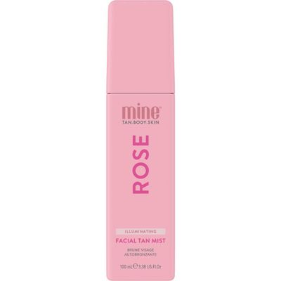 Minetan Rose Face Tan Mist | Clear Facial Self Tanning Spray | Gradual Daily Sunless Tanner, Infused | Soothing Rose Water & Vitamin C | Hydrating, Golden Glow Skin Finish | 3.38 Fl Oz