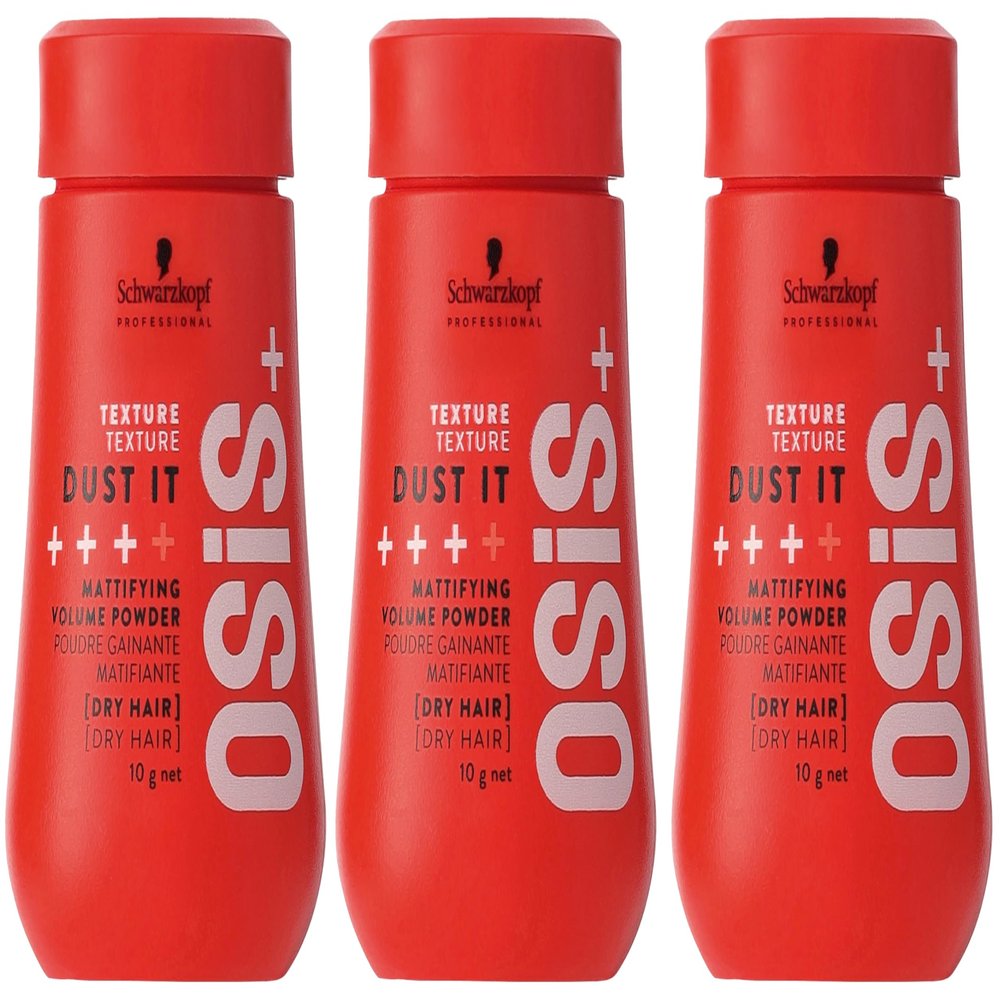 OSiS+ Dust It, 0.35 oz (3 Pack) Mattifying and Texturizing Volume Powder Long-Lasting Hold, Strong Control and Separation for Different Hair Styles