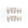 Full Diamond Nail Decoration Dove Bridal Wedding Nail Handmade Wearing Nail Decoration Removable False Nail Patch(Light Pink,L) view 1