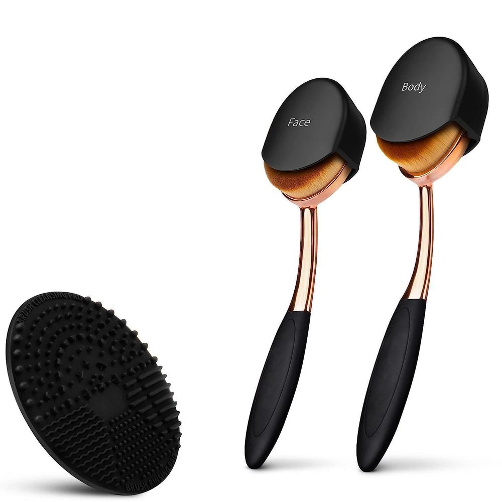 NinthAvenue Basics Sunscreen Brush Set face brush Sunscreen Applicator for Family, Adults, Parents, Applies to Face and Body, Portable, with Protective Cap and Cleaning Pad (3-Piece Set) (Black