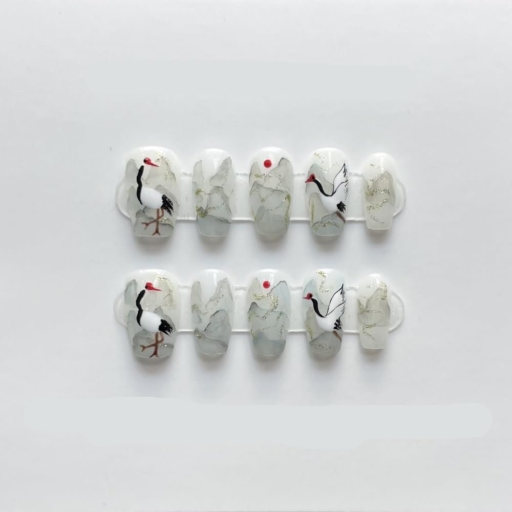 New Handmade Nail Wearing Heavy Industry Long Nail Handmade Nail Beautification False Nail Patch(Bird,XS)