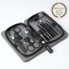 12 in 1 Mens Manicure Set in PU Leather Case, Stocking Stuffers for Adults, Birthday, Christmas Gift, Nail Grooming Kit for Men, Husband, Dad, Boyfriend (Black) view 2