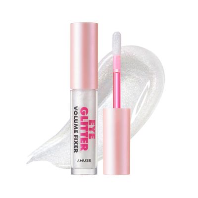 Amuse SEUL Eye Glitter Volume Fixer 01 Glass | Korean Liquid Glitter eye shadow, Long Lasting, Quick-Drying, Shimmer Metallic, Gel-based for High Impact 2.9g