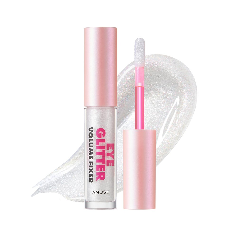 Amuse SEUL Eye Glitter Volume Fixer 01 Glass | Korean Liquid Glitter eye shadow, Long Lasting, Quick-Drying, Shimmer Metallic, Gel-based for High Impact 2.9g