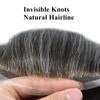 Full Lace Mens Toupee Human Hair Systems Man's Hairpieces French Lace Male Hair Repalcement Hair Pieces For Man (#230 Darkest Brown Mixed 30% Grey, 8"x10"-100% Light to Medium Light Density) view 3