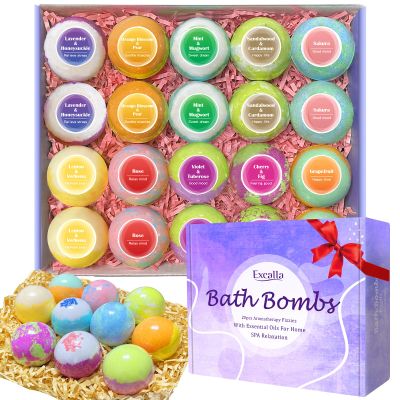 Bath Bombs for Women, 20 Pcs Handmade Bubble Bathbombs Gift Set, Shea & Coco Butter Dry Skin Moisturize, SPA Relaxing Gifts for Women & Men, Her, Girls, Wife, Birthday (Package May Vary)