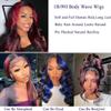 oulaer Highlight Burgundy Glueless Lace Front Wig Human Hair 1B99J Colored Wig Wear and Go Body Wave 13x4 HD Lace Wig Pre Plucked With Baby Hair 150% Density 20Inch view 3