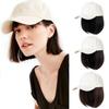 10" Beige Baseball Cap with Hair Extensions Short Bob Hairstyle Adjustable Hat Wig Attached Synthetic Hairpiece for Women Daily Use Black Hair view 1