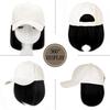 10" Beige Baseball Cap with Hair Extensions Short Bob Hairstyle Adjustable Hat Wig Attached Synthetic Hairpiece for Women Daily Use Black Hair view 2