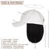 10" Beige Baseball Cap with Hair Extensions Short Bob Hairstyle Adjustable Hat Wig Attached Synthetic Hairpiece for Women Daily Use Black Hair view 3