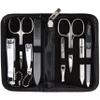 3 Swords Germany - brand quality 8 piece manicure pedicure grooming kit set synthetic leather case black - Made in Germany view 1
