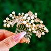 Foyte Wedding Crystal Hair Comb Gold Hair Accessories Pearl Headpieces Rhinestone Bridesmaid Side Combs for Women and Brides view 3