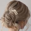 Foyte Wedding Crystal Hair Comb Gold Hair Accessories Pearl Headpieces Rhinestone Bridesmaid Side Combs for Women and Brides view 4