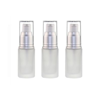 3PCS 15ml/0.5oz Empty Frosted Glass Lotion Pump Bottle Refillable Cosmetic Travel Toiletries Container Dispenser Vials Pot Jars for Cream Foundation Emulsion Essencial Oil
