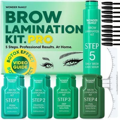 Brow Lamination Kit 5-Step Easy At Home Eyebrow Shaping & Lifting System with Brushes for Eyebrows, Eyebrow Serum & Brow Rulers Perm Eyebrow Grooming Kit, Professional Brow Lift Kit