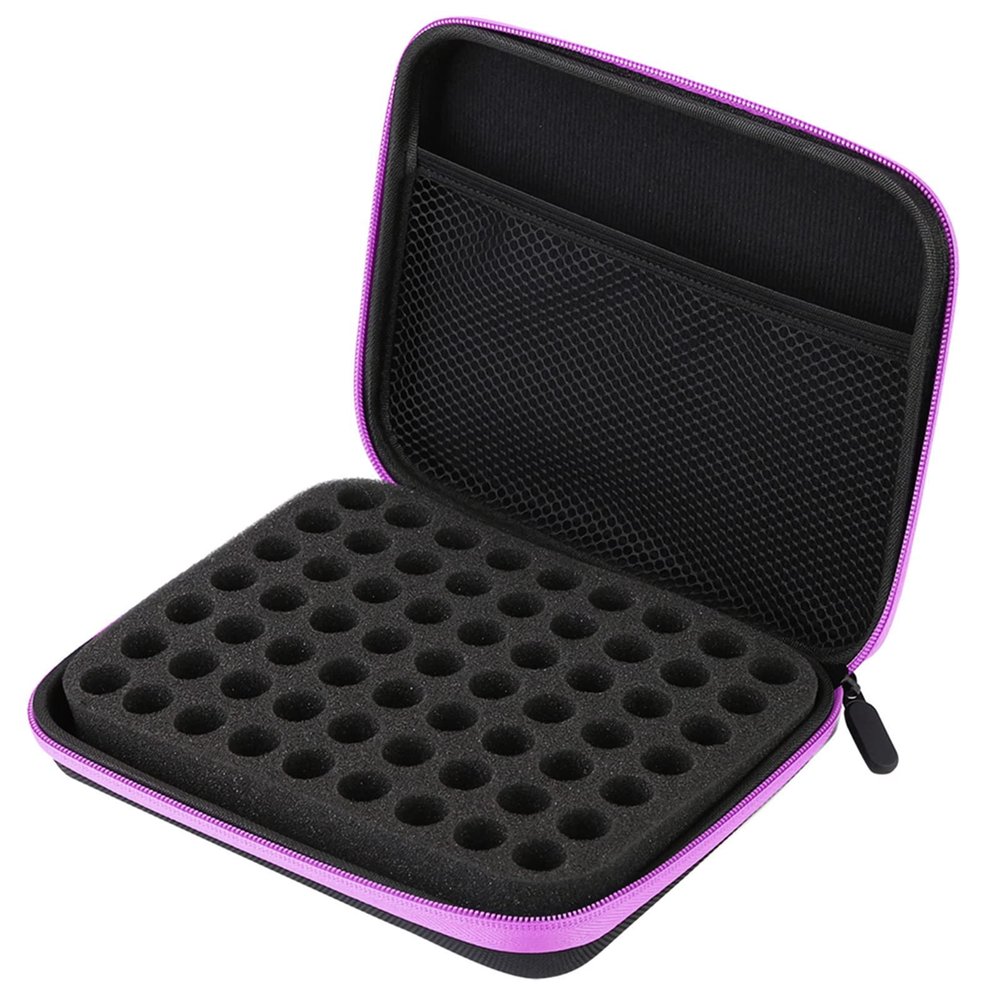 63 Slots Essential Oil Storage Bag, Portable Essential Oils Carrying Case, Essential Oil Box for Home, Traveling(Purple)