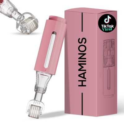 Derma roller with Reservoir for Lips, Skin, Hair, Wrinkles, Stretch Marks, Hyperpigmentation INSTANT SERUM APPLICATION, 105 Titanium Needles 0.25 mm