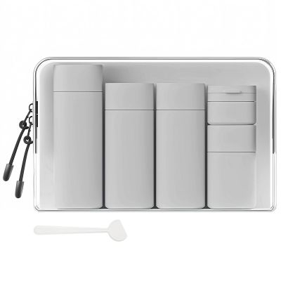 Suteng Travel Bottles for Toiletries, 5 Pack Travel Size Containers, TSA Approved Leak Proof - Silicone Toiletry Containers with Clear Bag for Shampoo, Conditioner & Lotion, Travel Essentials (Grey)