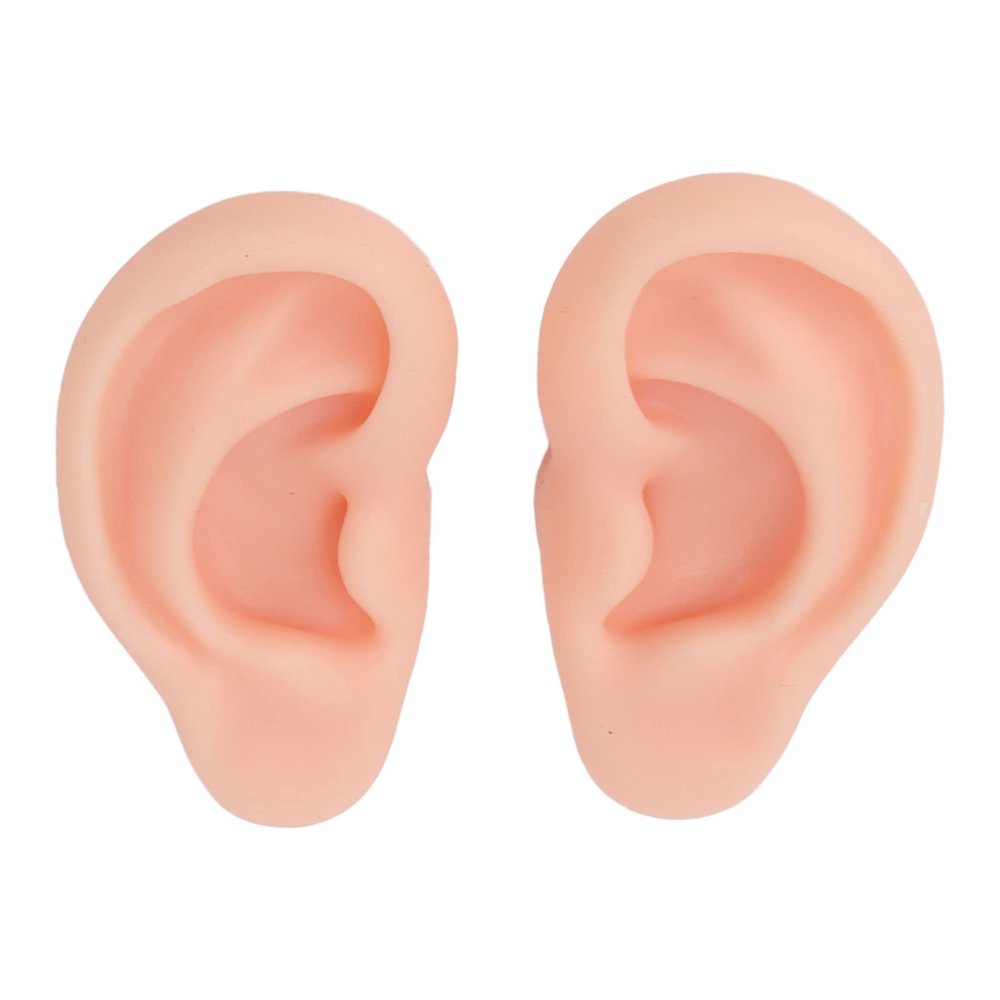 Silicone Ear Model 1 Pair Soft Ear Model, Human Ear Model Flexible Fake Ear Simulation Ear Model for Earrings Display Ear Piercing Exercise Display Props, Realistic Body Ear