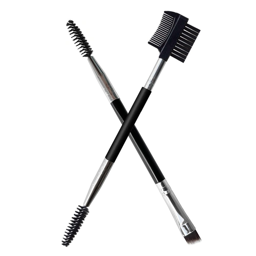 2pcs Eyebrow Eyelash Shaper Eyebrow Brush Comb Double Head Brush Makeup Grooming Tool Cosmetic with 3 Different Spoolie Brushes for Separating Lashes, Eliminating Mascara Clumps, Grooming Brows
