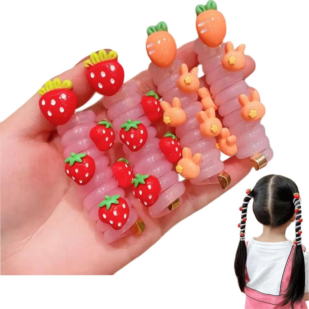 Asnewa Colorful Telephone Wire Hair Bands, Spiral Hair Ties Phone Cord, Hair Coils Phone Cord Hair Ties, Elastic Braided Telephone Cord Hair Accessories, Ponytail Holder Accessories (4PCS 02)
