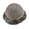 Healthlif Mens Toupee Remy Human Hair Full Swiss Lace Toupee Bleached Knot Hair Piece For Men Hair Replacement System For Men Hairpiece Toupee 7x9#240#2 Darkest Brown+40% Grey 80% Density view 4