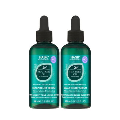HASK TEA TREE OIL & ROSEMARY Scalp Relief Serum for All Hair Types, Color Safe, Gluten-Free, Sulfate-Free, Paraben-Free, Cruelty-Free - Pack of 2