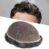 Healthlif Mens Toupee Remy Human Hair Full Swiss Lace Toupee Bleached Knot Hair Piece For Men Hair Replacement System For Men Hairpiece Toupee 7x9#1B40#1B Off Black+40% Grey 120% Density view 1