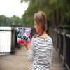 101 BEACH Personalized Bold Pink Flower Print Small 9-inch Accessory Bag for Travel or Work view 2