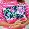 101 BEACH Personalized Bold Pink Flower Print Small 9-inch Accessory Bag for Travel or Work view 4