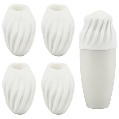 ANATTASOUL 6 Pack Silicone Elastic Sleeves Leak Proof Silicone Elastic Bottle Covers White Reusable Elastic Sleeve for Travel Toiletry Accessory Shampoo Lotion Bottles