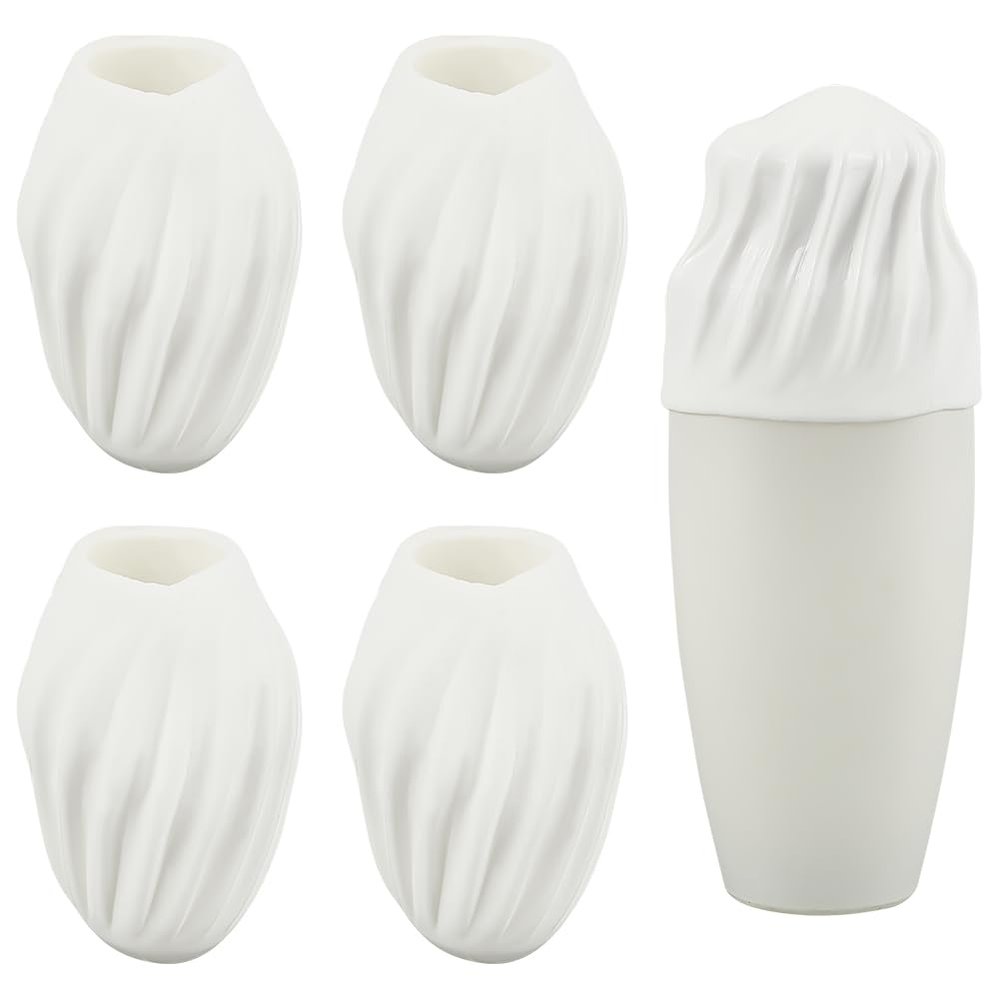 ANATTASOUL 6 Pack Silicone Elastic Sleeves Leak Proof Silicone Elastic Bottle Covers White Reusable Elastic Sleeve for Travel Toiletry Accessory Shampoo Lotion Bottles