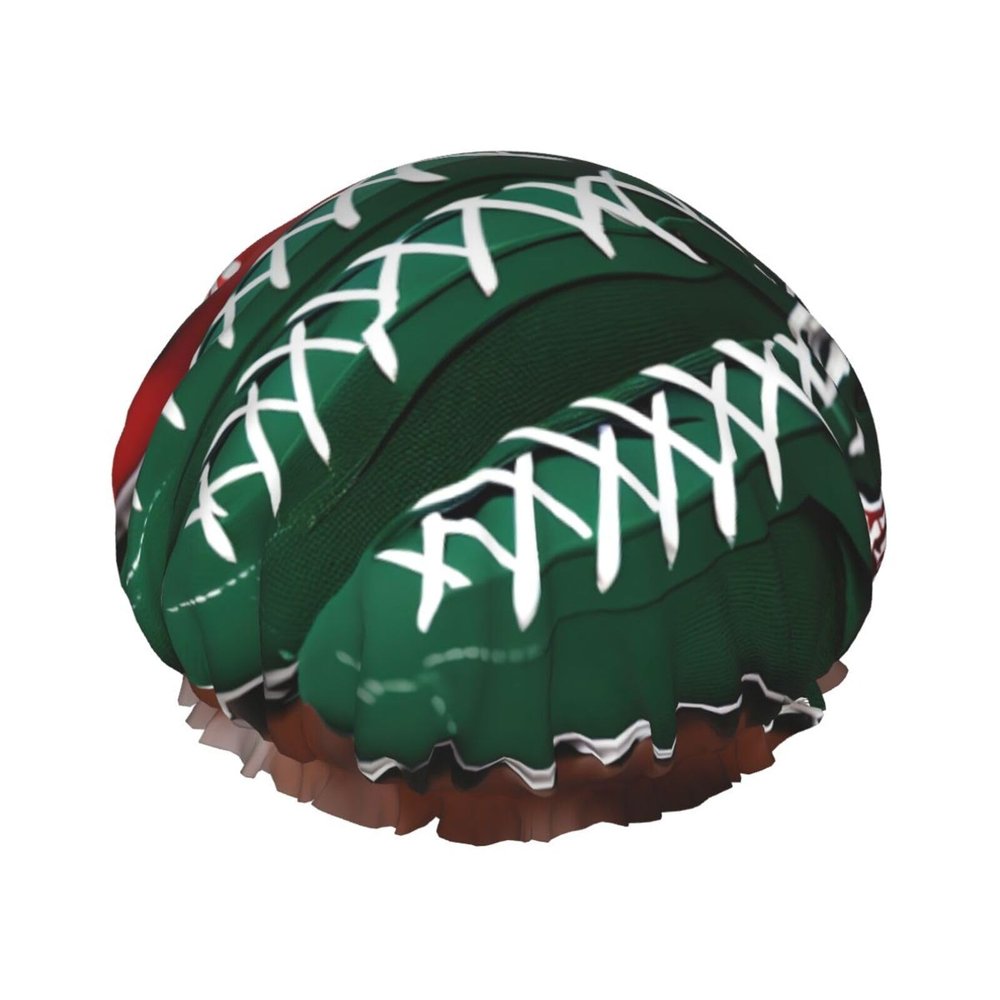 American Football Laces Shower Cap For Women, Reusable Shower Cap, Waterproof Bath Cap For Women Long Hair