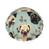 Cute Chihuahua Pug Pattern Shower Cap For Women, Reusable Shower Cap, Waterproof Bath Cap For Women Long Hair view 1