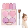 4 Colors Blush Palette for Cheeks - Face Matte Contour Makeup Palette, Buildable Shimmer Facial Cheek Blusher Shades, Blendable Cosmetic With Brush 02 view 1