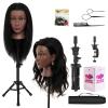 20-22 Inch Mannequin Head Human Hair with Stand,100% Real Human Hair Mannequin Head for Braiding,Cosmetology Manikin Doll Head for Styling with Table Clamp Hair Braiding Set(Brown) view 1