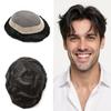 Hair Wonders Mens Toupee Hair Replacement System Fine Mono Toupee For Men Real Human Hair Pieces For Men Hair Systems Monofilament 9x11 Medium light density 1# JET BLACK view 1