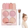 4 Colors Blush Palette for Cheeks - Face Matte Contour Makeup Palette, Buildable Shimmer Facial Cheek Blusher Shades, Blendable Cosmetic With Brush 03 view 1