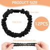 12 Pcs Silk Skinny Scrunchies Set 100% Pure Mulberry Silk Hair Ties for Girls Elastics Hair Bands Ponytail Holders for Thick Thin Hair Women's Black Cute Satin Sleepy Hair Scrunchie, No Damage view 2