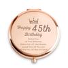 45th Happy Birthday Gifts for Women, Best Female Presents for 45 Year Old Her Ladies Daughter Sister Wife Aunt Friends Mom, Personalized Engraved Compact Mirror Gift Ideas view 1