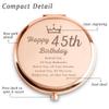 45th Happy Birthday Gifts for Women, Best Female Presents for 45 Year Old Her Ladies Daughter Sister Wife Aunt Friends Mom, Personalized Engraved Compact Mirror Gift Ideas view 3