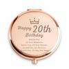 20th Happy Birthday Gifts for Women, Best Female Presents for 20 Year Old Her Daughter Niece Granddaughter Sister Girlfriend Friend, Personalized Engraved Compact Mirror Gift Ideas view 1