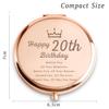 20th Happy Birthday Gifts for Women, Best Female Presents for 20 Year Old Her Daughter Niece Granddaughter Sister Girlfriend Friend, Personalized Engraved Compact Mirror Gift Ideas view 2