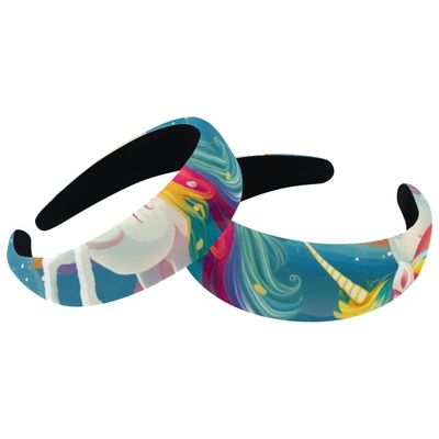IEDHFNGDBFV 2 PCS Cloud Flowers Rainbow Unicorn Headbands for Women, Polyester Wide Headbands Hair Band Fashion Non Slip Hairhoop for Women Girls Hair Accessories